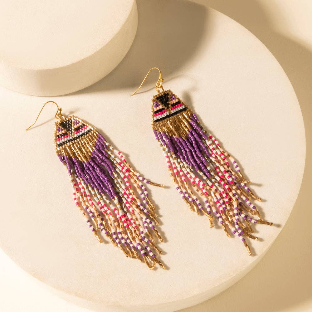 Fiesta Fringe Earrings in Violet Smoke: Violet Smoke