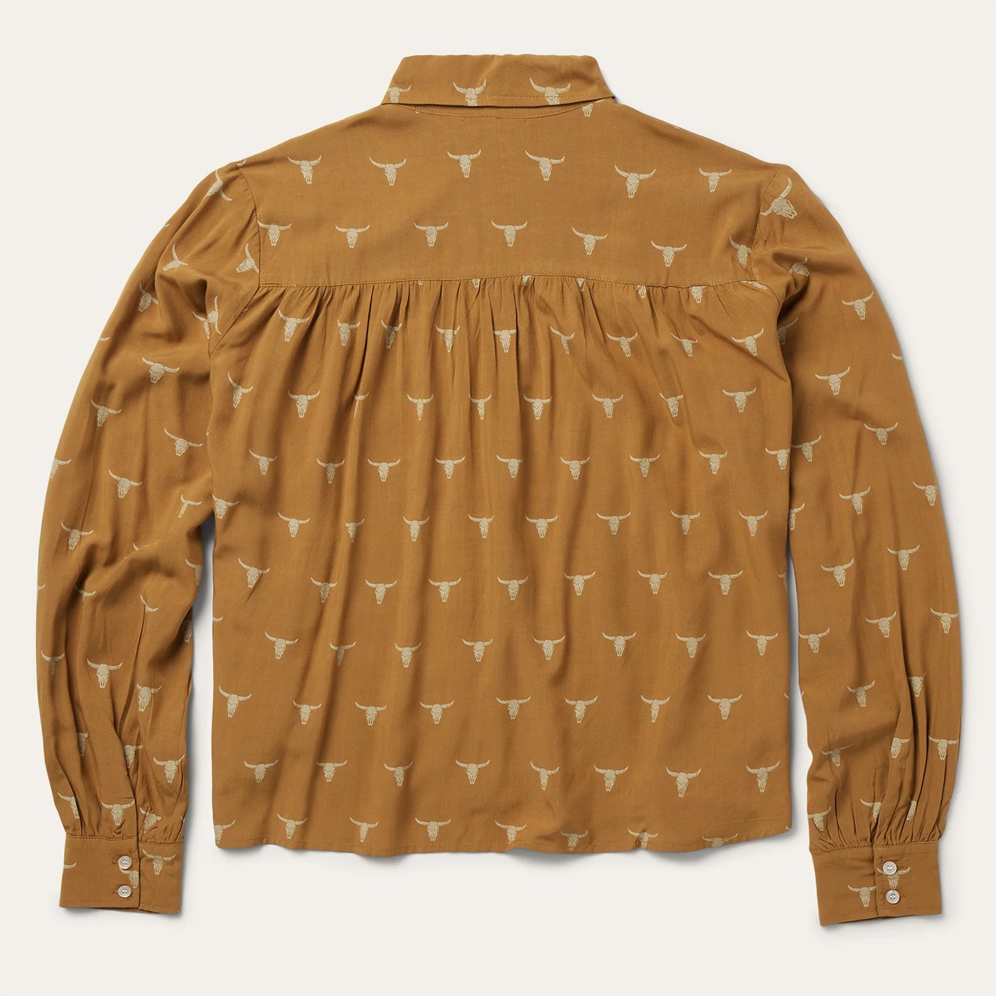 11-050-0590-7037-BR STETSON MOJAVE LONGHORN PRINT POET BLOUSE