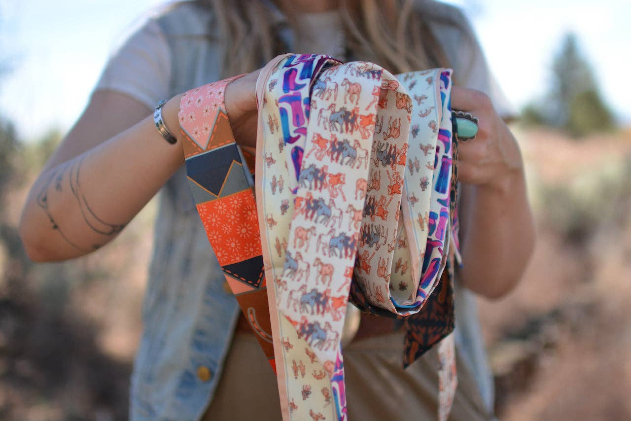FRONTIER BOUND QUILTED PATCHWORK SILK TWILLY SCARF