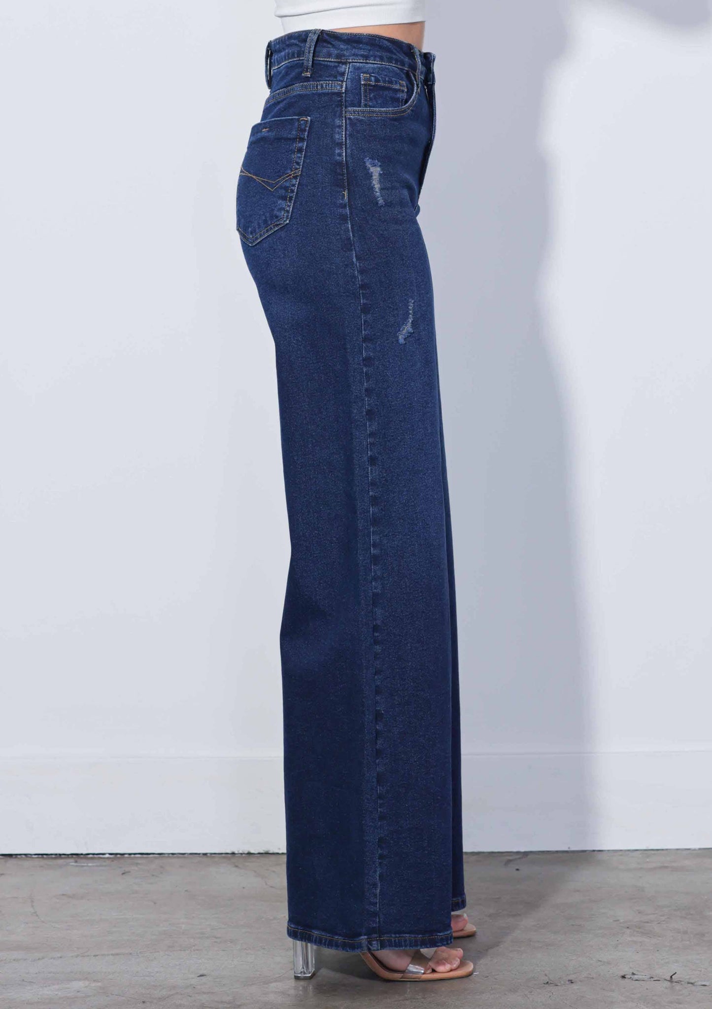 XPT409DS High-Rise Extra Wide Leg Jeans: Dark Stone
