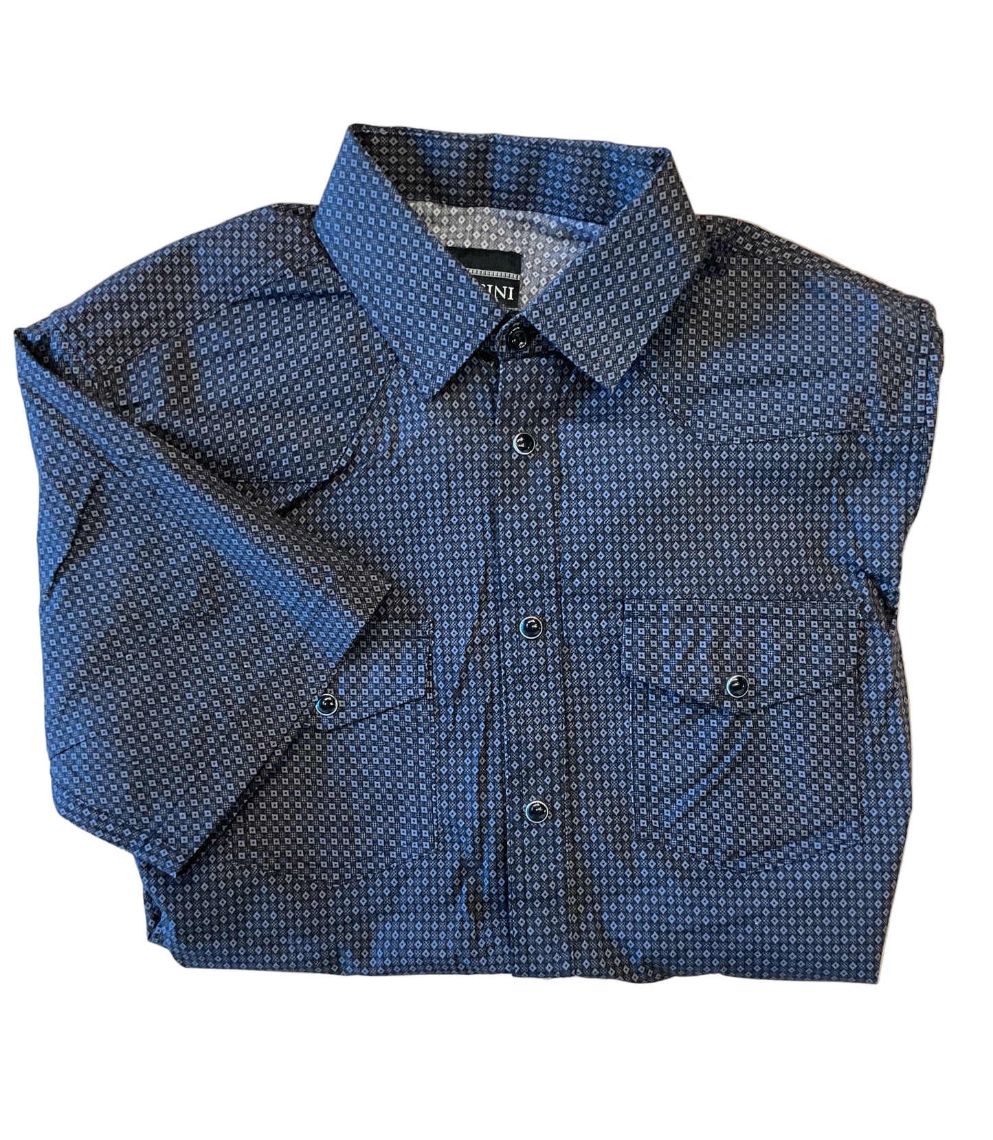 LAM0117 LAMASINI BLACK CASUAL SHORT SLEEVE SHIRT