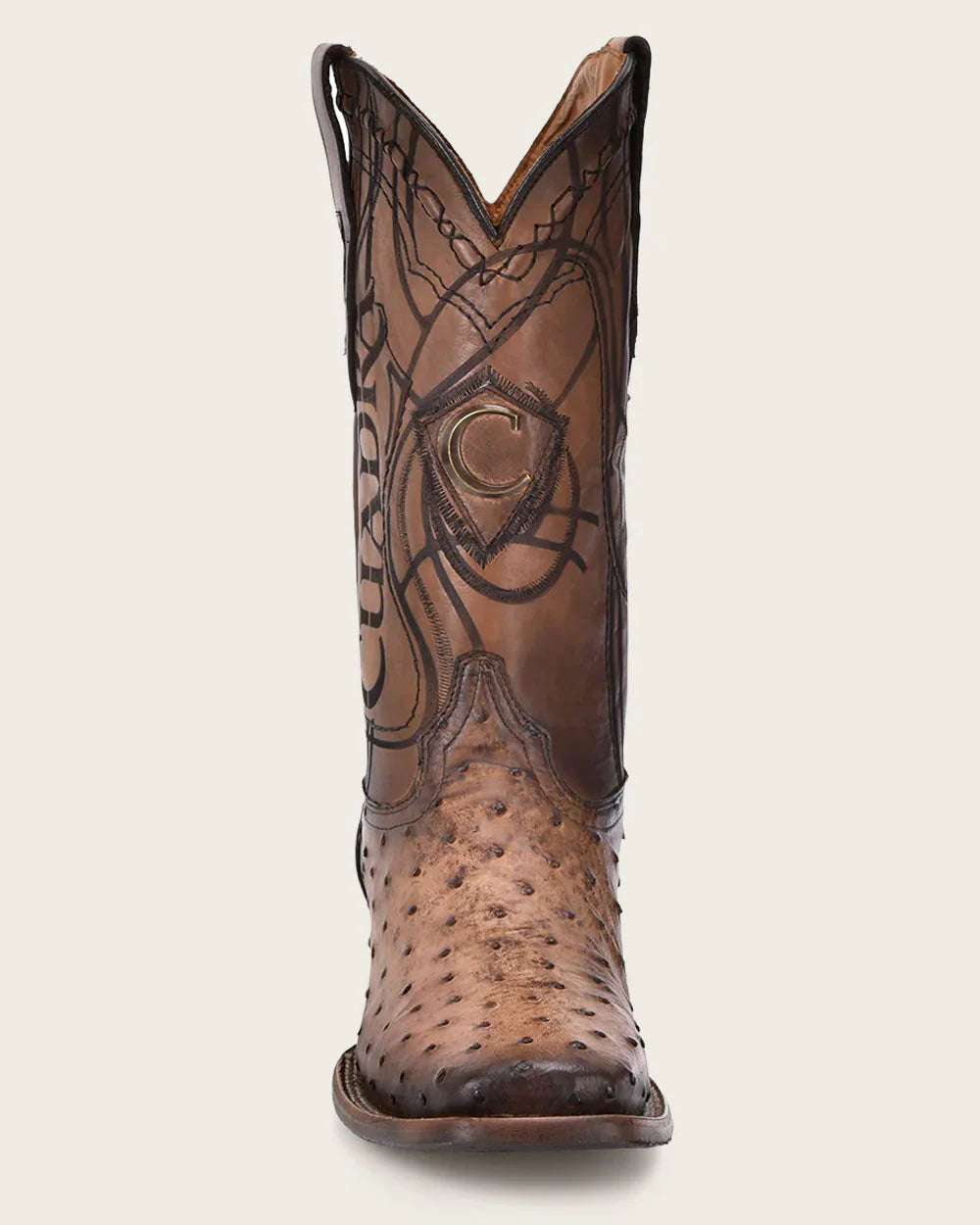 CU744 CUADRA OSTRICH ENGRAVED BROWN WESTERN BOOT