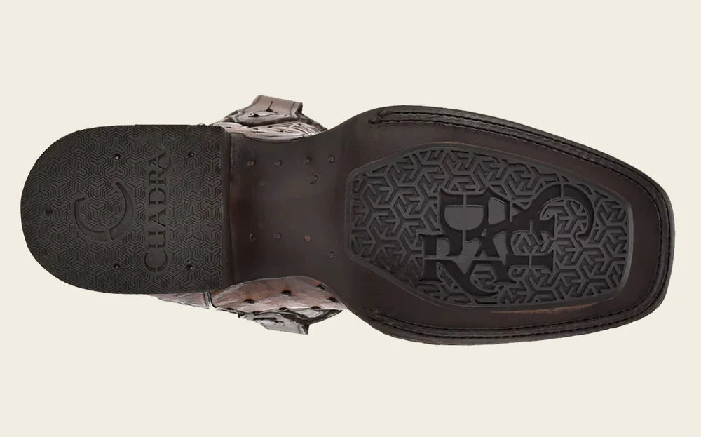 CU744 CUADRA OSTRICH ENGRAVED BROWN WESTERN BOOT