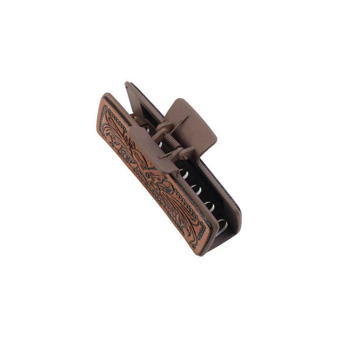High Vista Hair Comb Clip In Dark Brown: Brown-Embossed