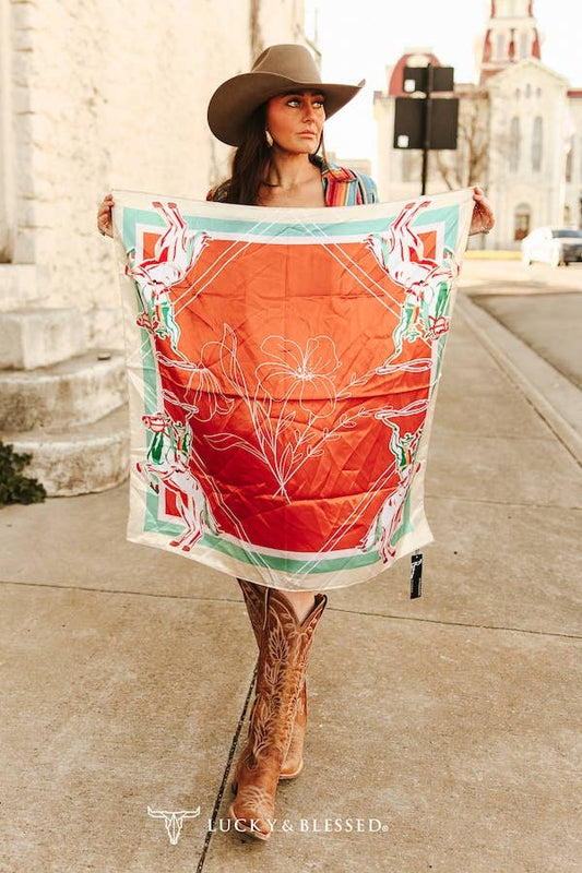 Floral Contrast Horse Printed Wild Rag