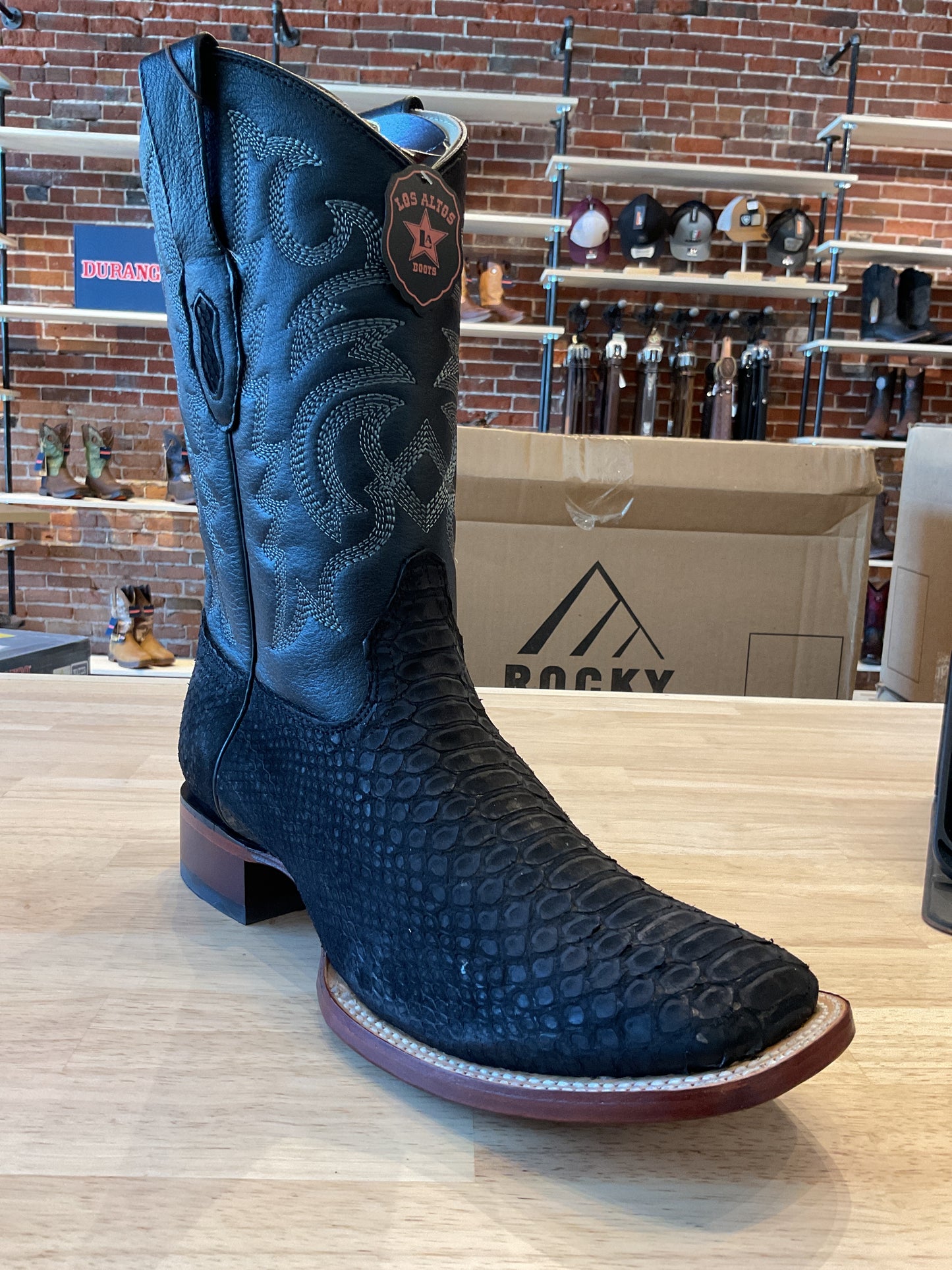 822N5705 LOS ALTOS BLACK PYTHON SQUARE TOE BOOTS