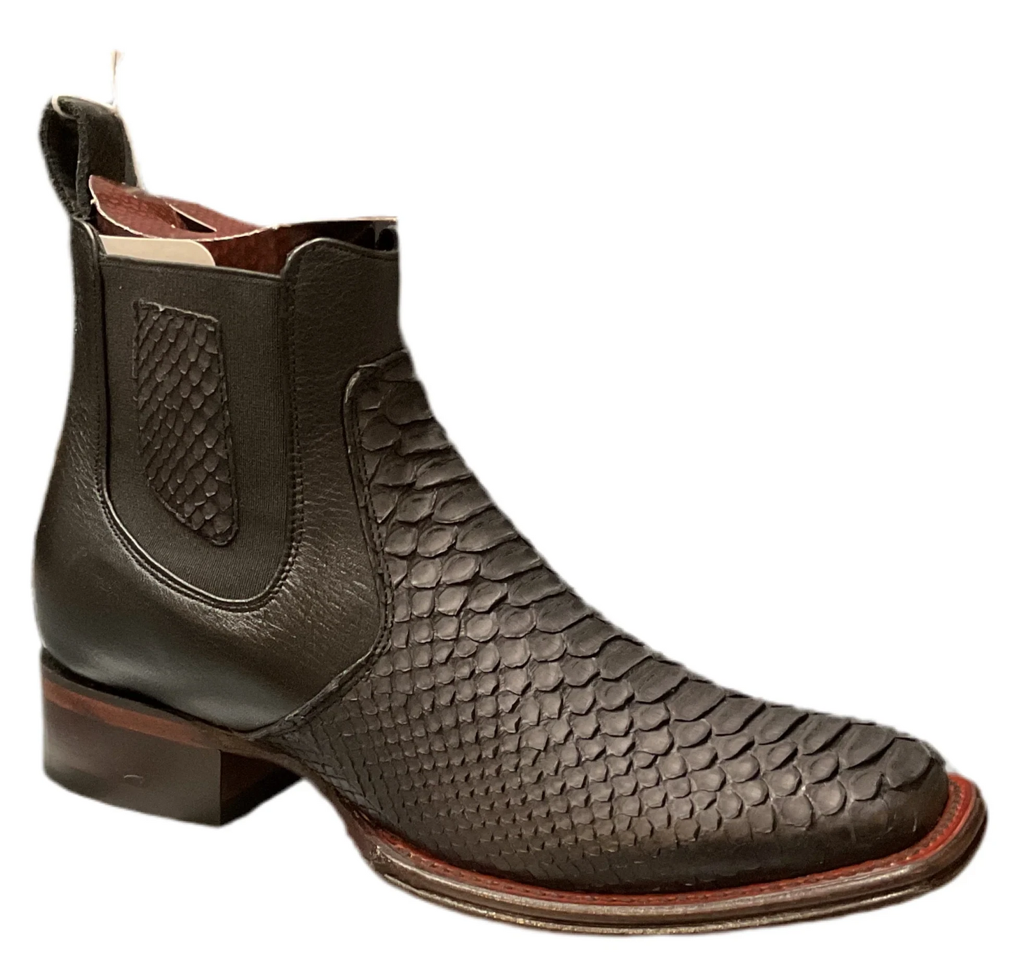 82BVN5705 LOS ALTOS BLACK PYTHON ANKLE BOOTS