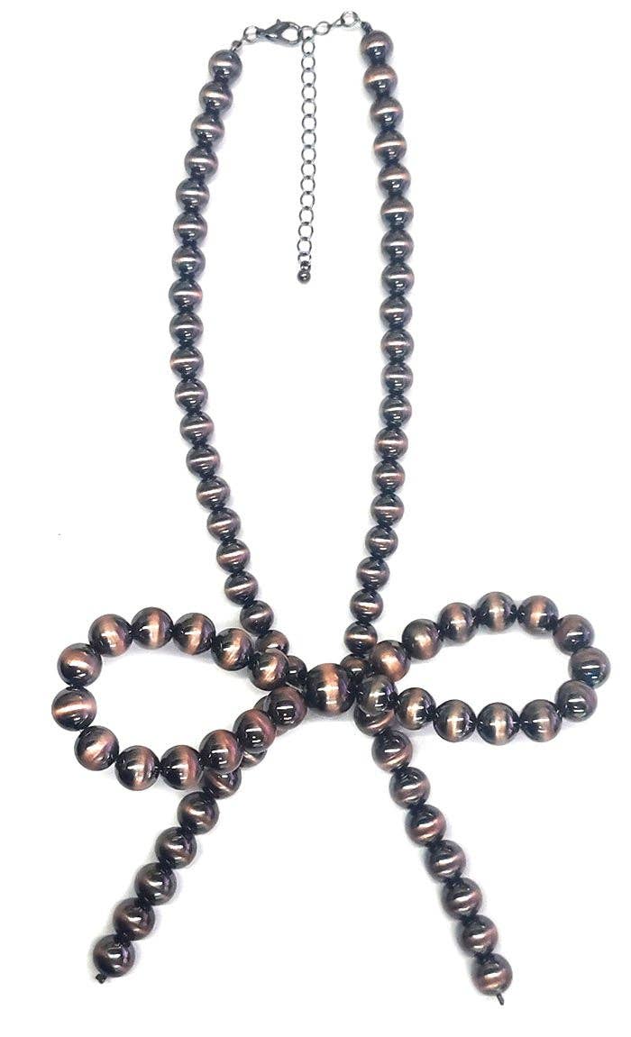 Western Navajo Pearl Ribbon Necklace: Copper