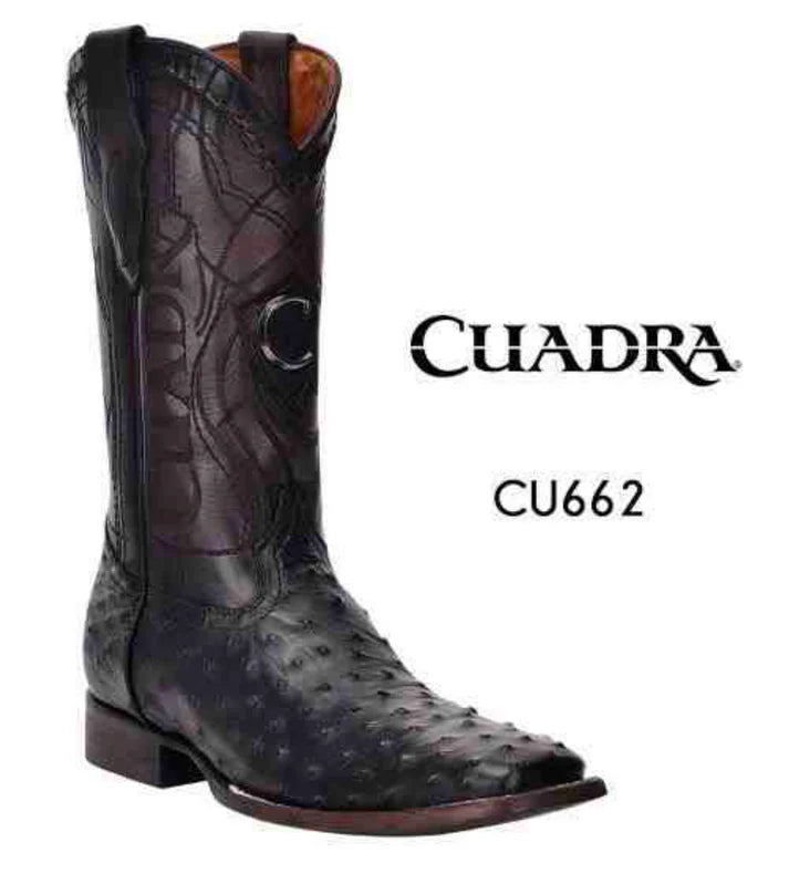 CU662 CUADRA OSTRICH BLACK WESTERN BOOTS
