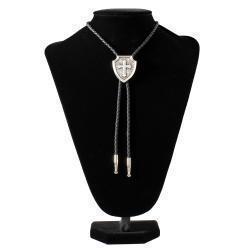 22406 DOUBLE S BOLO TIE CROSS SHIELD