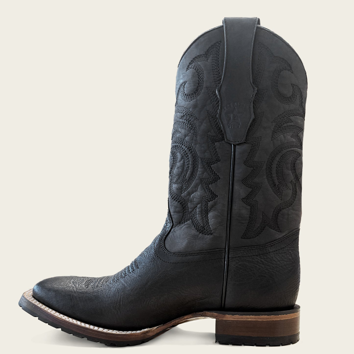 82T3105 LOS ALTOS WIDE SQUARE TOE BLACK BOOTS