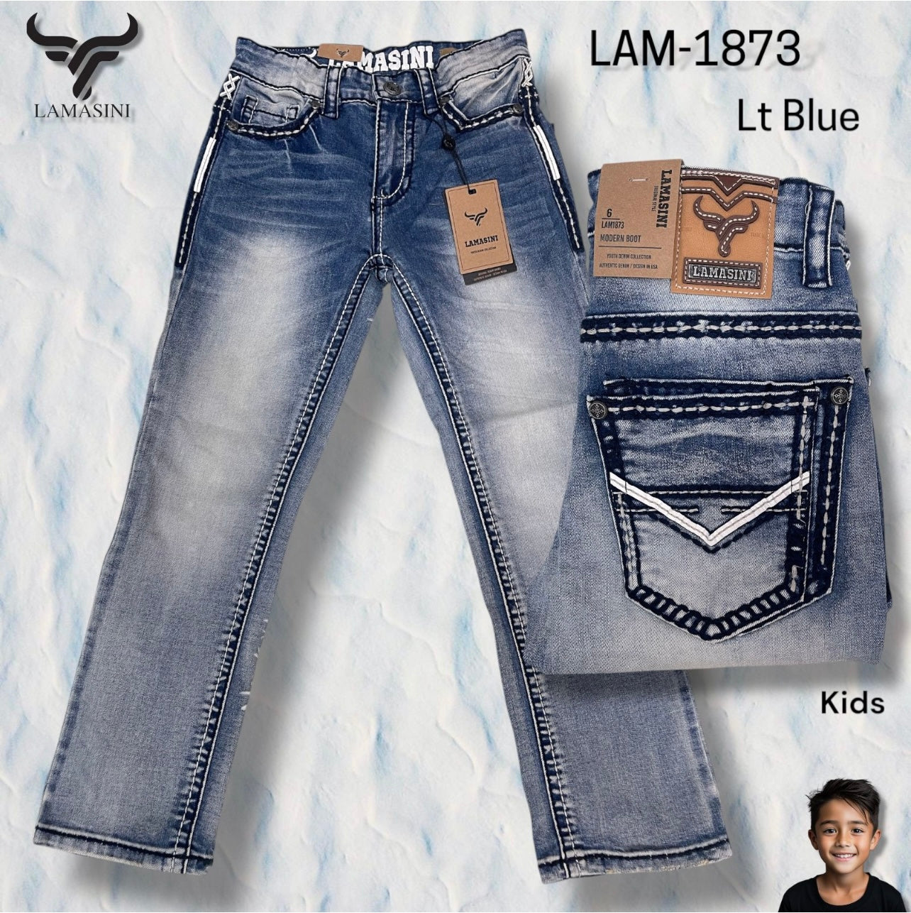 LAM1873 KIDS LIGHT BLUE JEANS