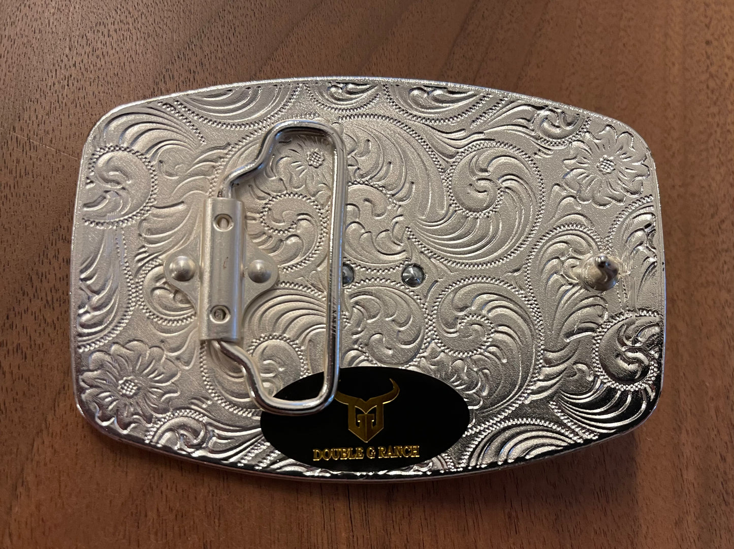 DGR015 DOUBLE G RANCH BELT BUCKLE SILVER. GOLD BULL