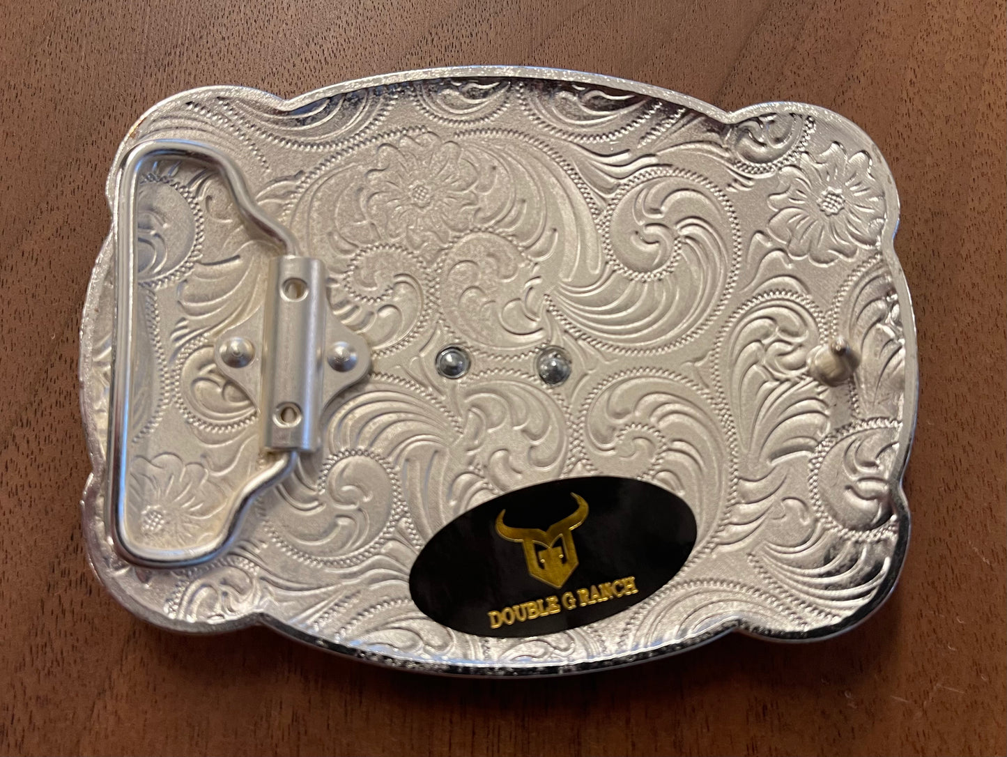 DGR0116 DOUBLE G RANCH BELT BUCKLE BLACK\SILVER HOLY 2