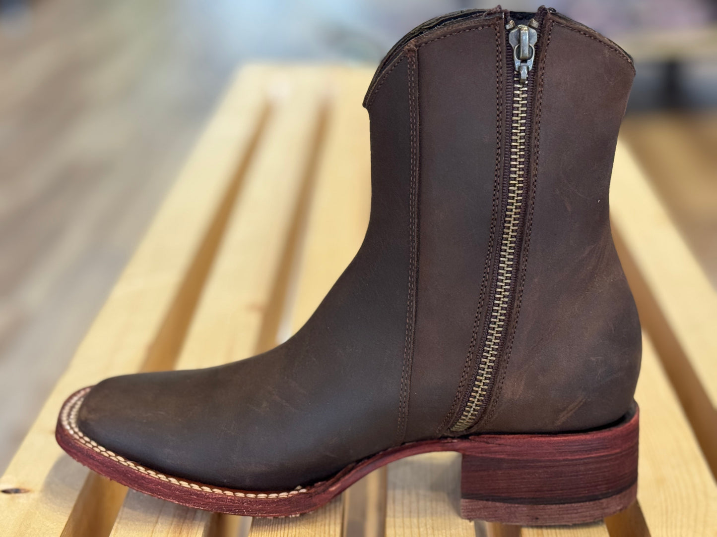 BOTIN ZARAPE DAMA CANELO CRAZY HORSE CHOCO EE