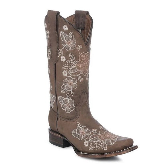 L6238 CIRCLE G FLORAL EMBROIDERY BROWN BOOTS