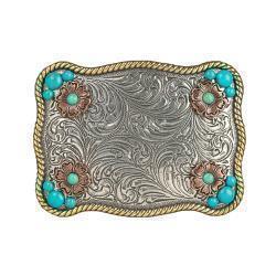 37929 NOCONA LADIES RECTANGLE BUCKLE FLOWER ACCENT