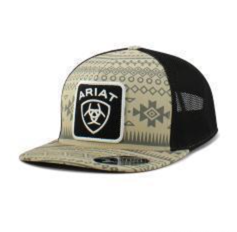 A300074008 ARIAT MENS FLEXFIT 110 CAP SNAP BACK PATCH LOGO TAN