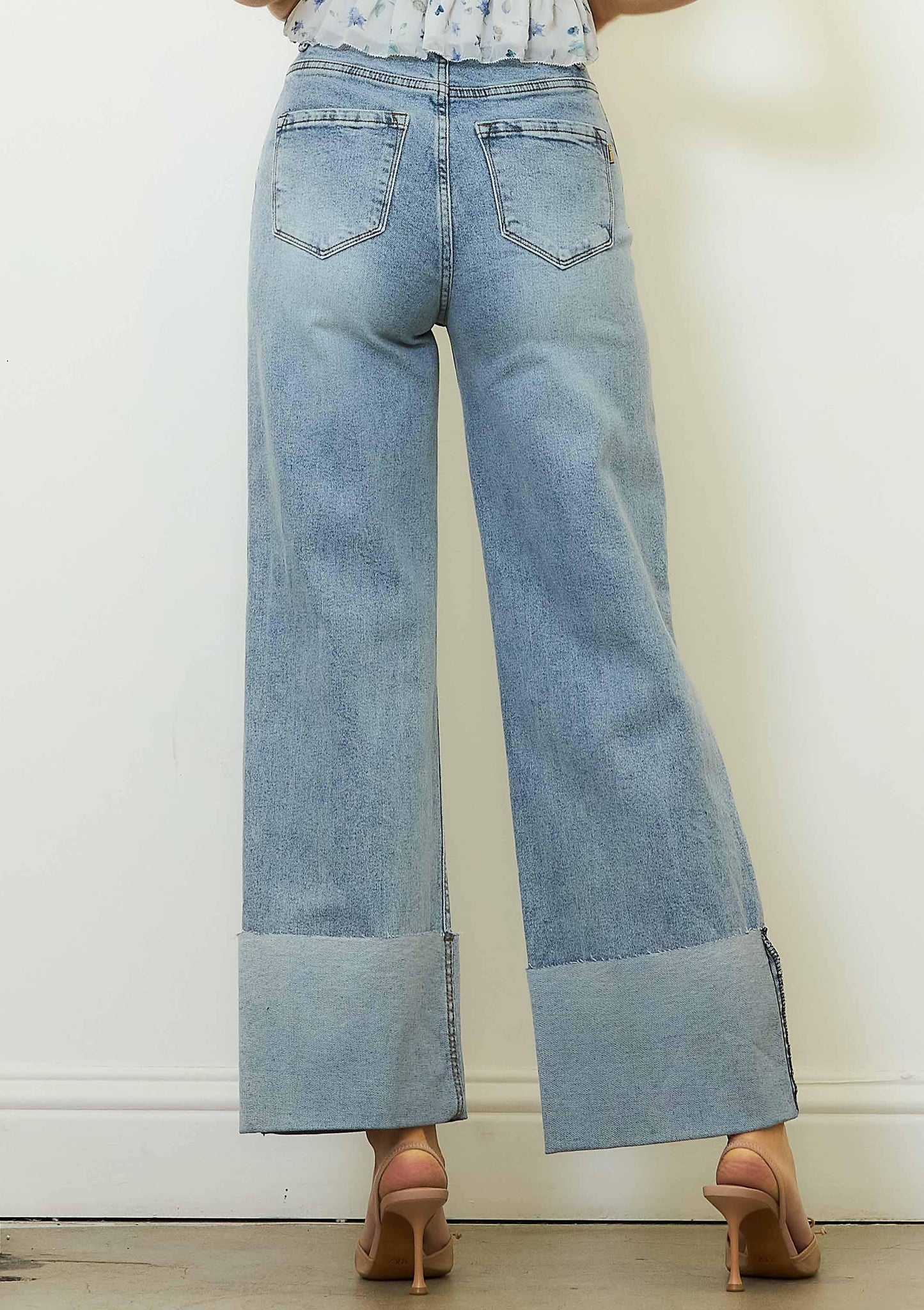 P2069 WIDE LEG JEANS - Rigid with Comfort Stretch: Medium Stone / 13