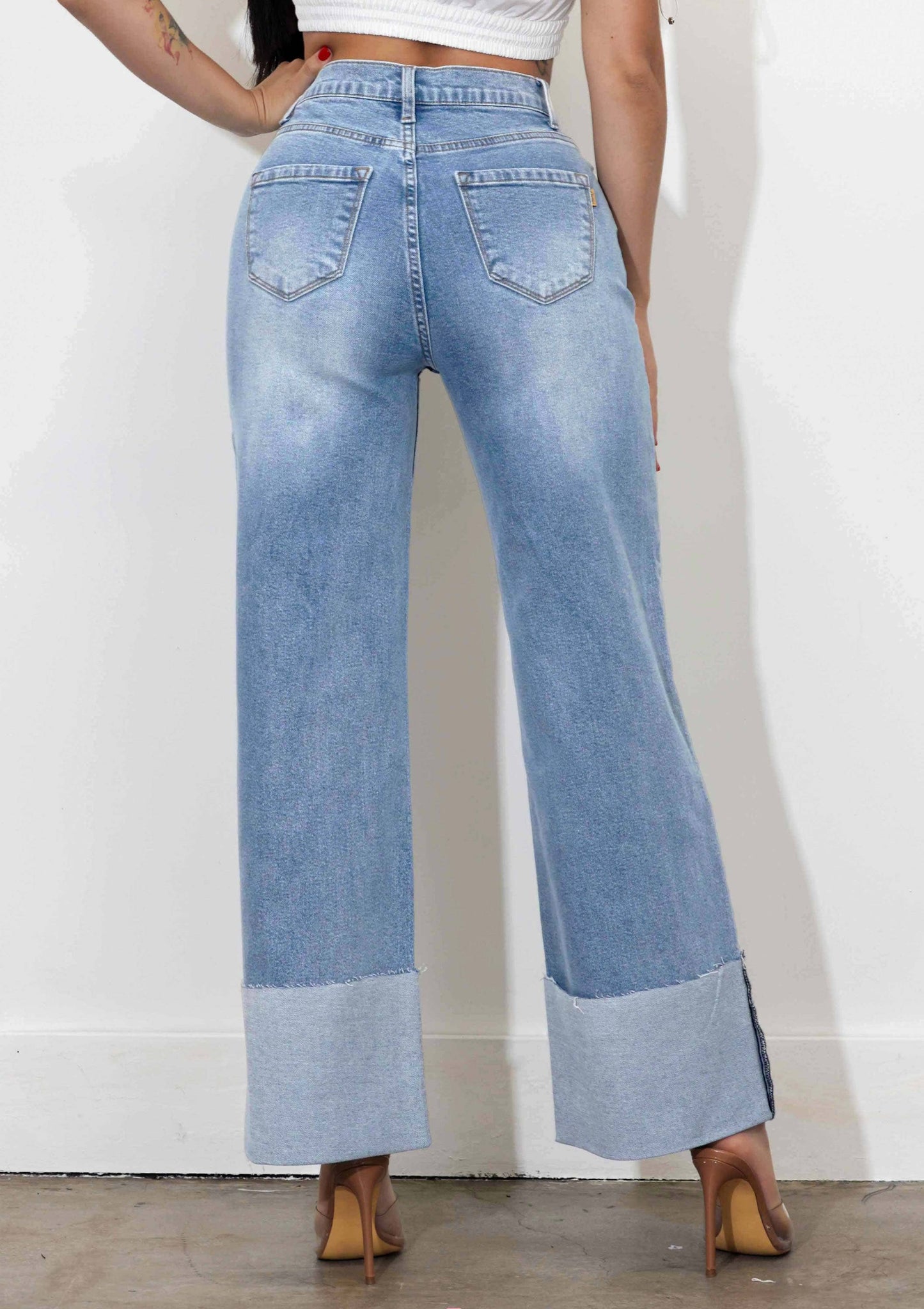 P6180 WIDE LEG JEANS - Rigid with Comfort Stretch: Dark Stone