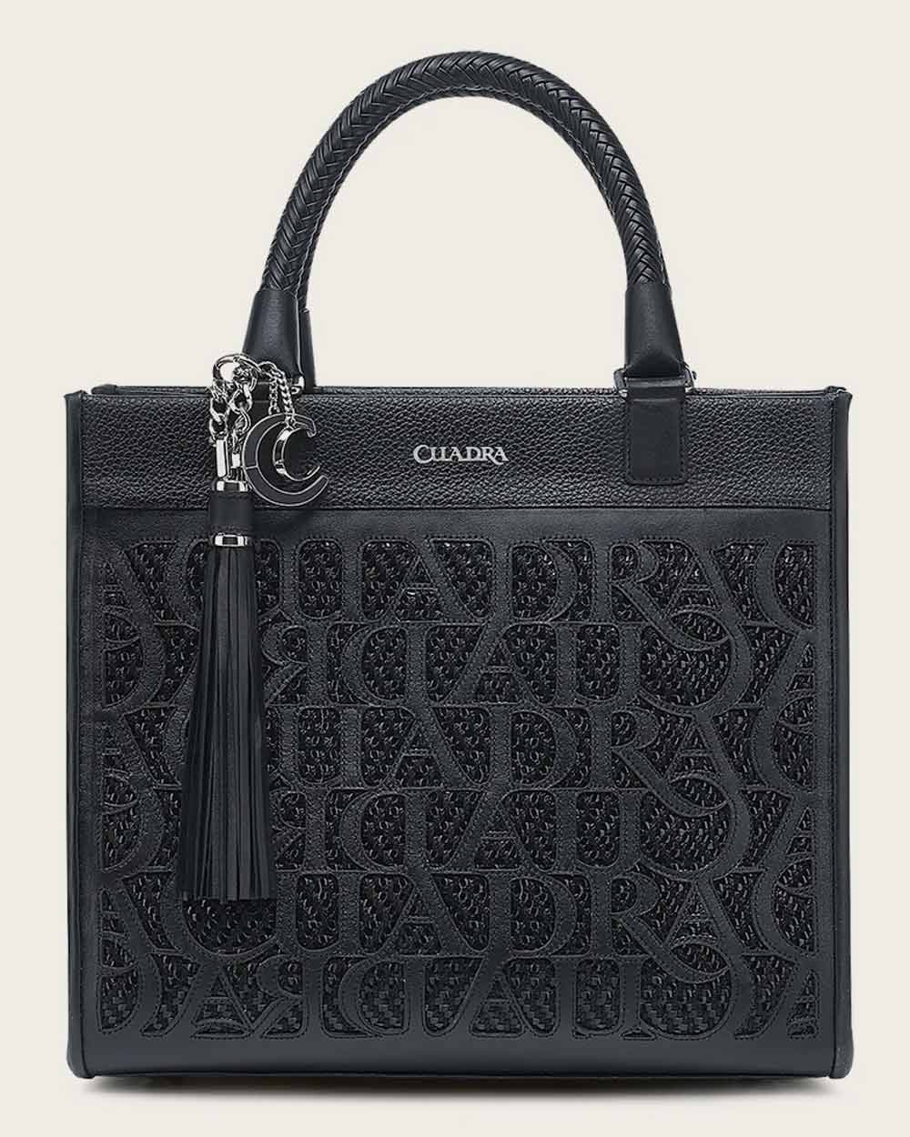 DU686 CUADRA BLACK MONOGRAM TOP HANDLE HANDBAG