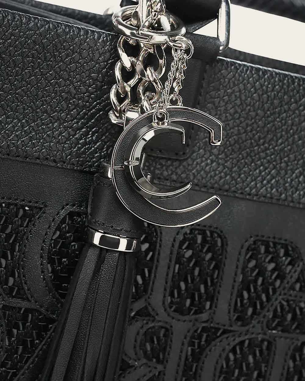 DU686 CUADRA BLACK MONOGRAM TOP HANDLE HANDBAG
