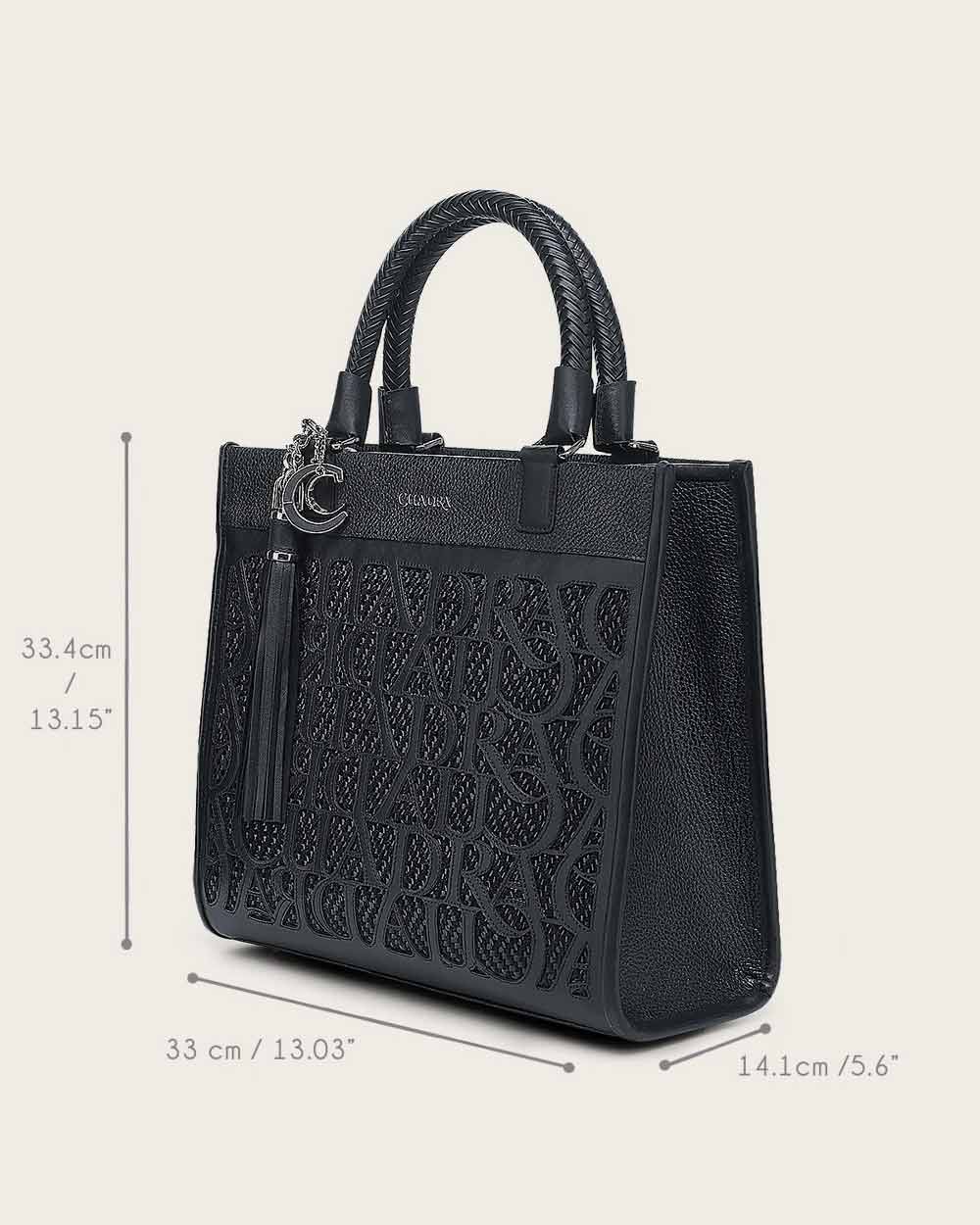 DU686 CUADRA BLACK MONOGRAM TOP HANDLE HANDBAG