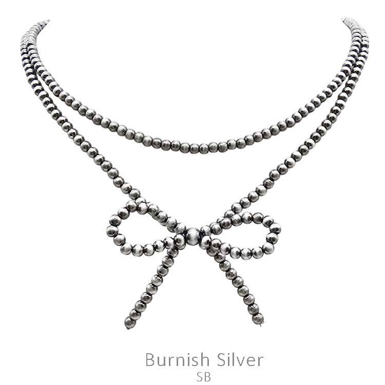 WESTERN LAYERED NAVAJO BEAD BOW CHAIN NECKLACE: COPPER