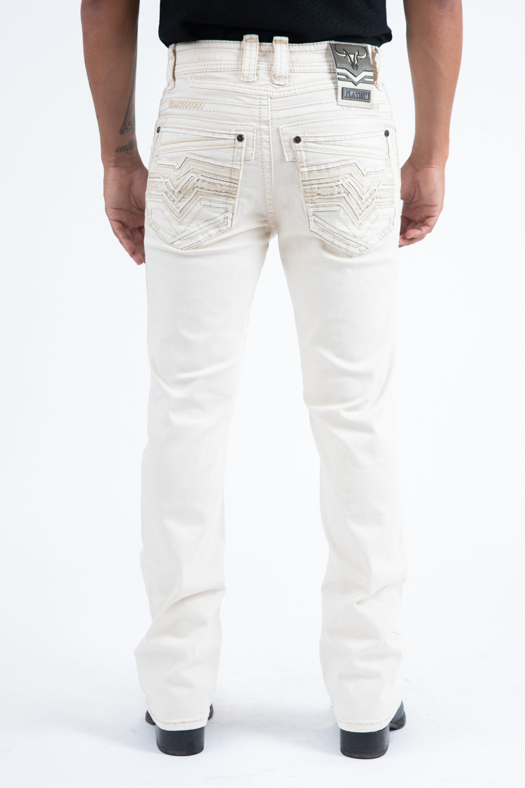 PHD11102 HOLT MEN'S WHITE SLIM BOOT CUT JEANS