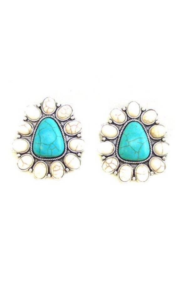 WESTERN CONCHO POST EARRINGS: TURQUOISE