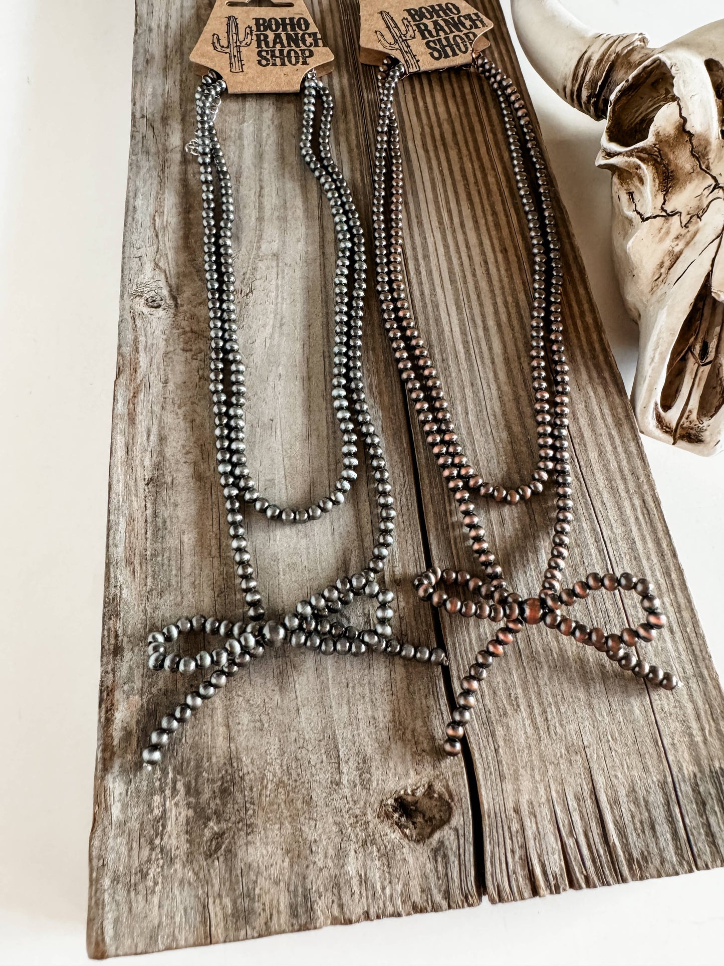 WESTERN LAYERED NAVAJO BEAD BOW CHAIN NECKLACE: COPPER