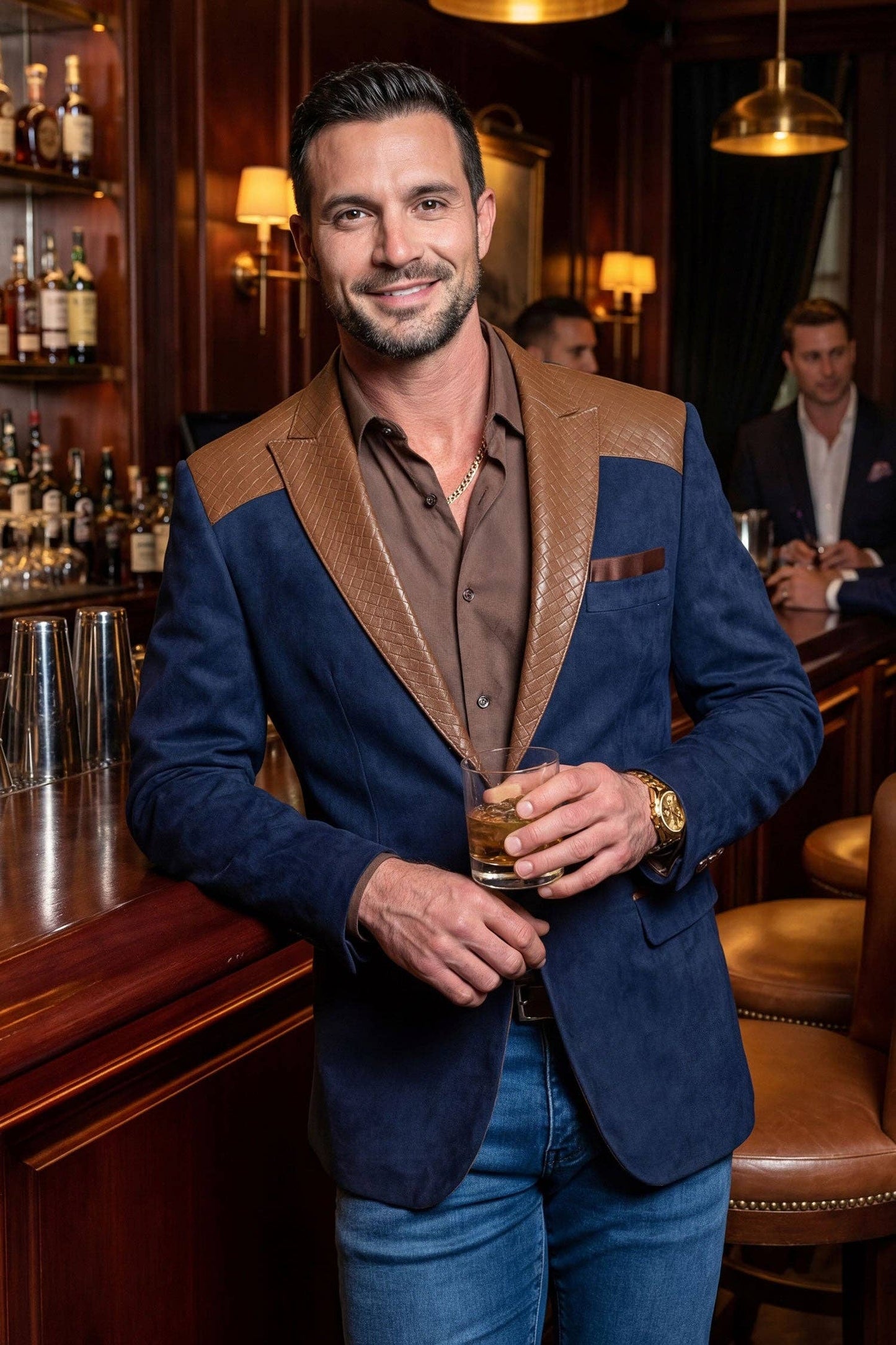 Echelon Western Blazer: Navy Coffee