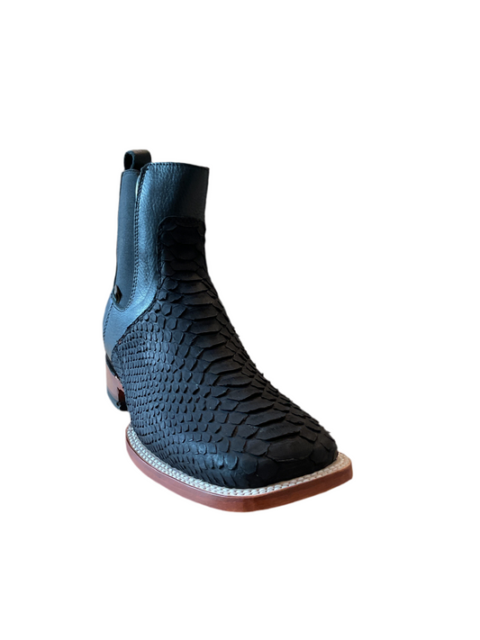 1010 CAVAL PYTHON BLACK ANKLE BOOTS