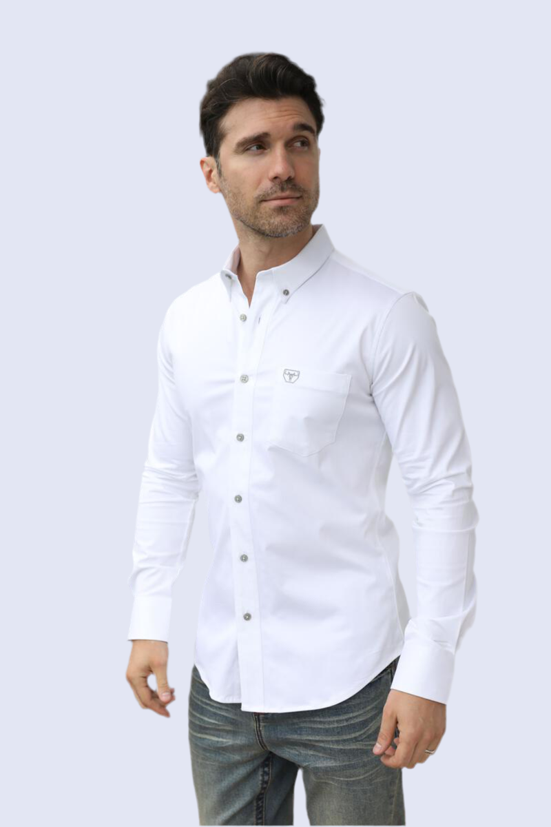 CTL9259 PLATINI MODERN FIT WHITE LONG SLEEVE SHIRT