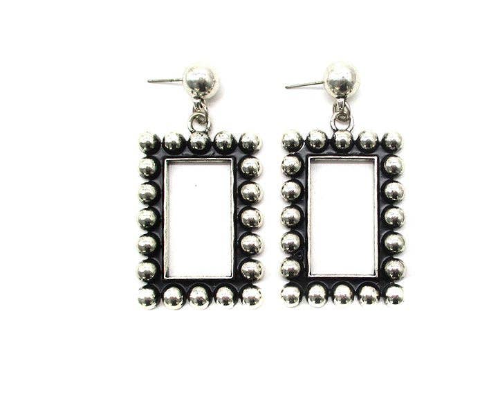 Western Rectangle Cut Bubble Dangle Earring