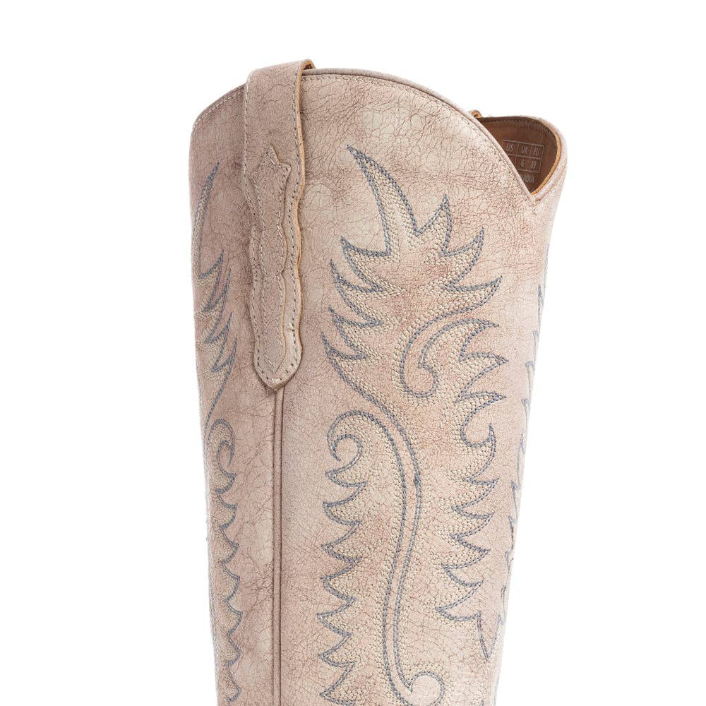 Syllvia Prairie Leather Boots in Ivory: White