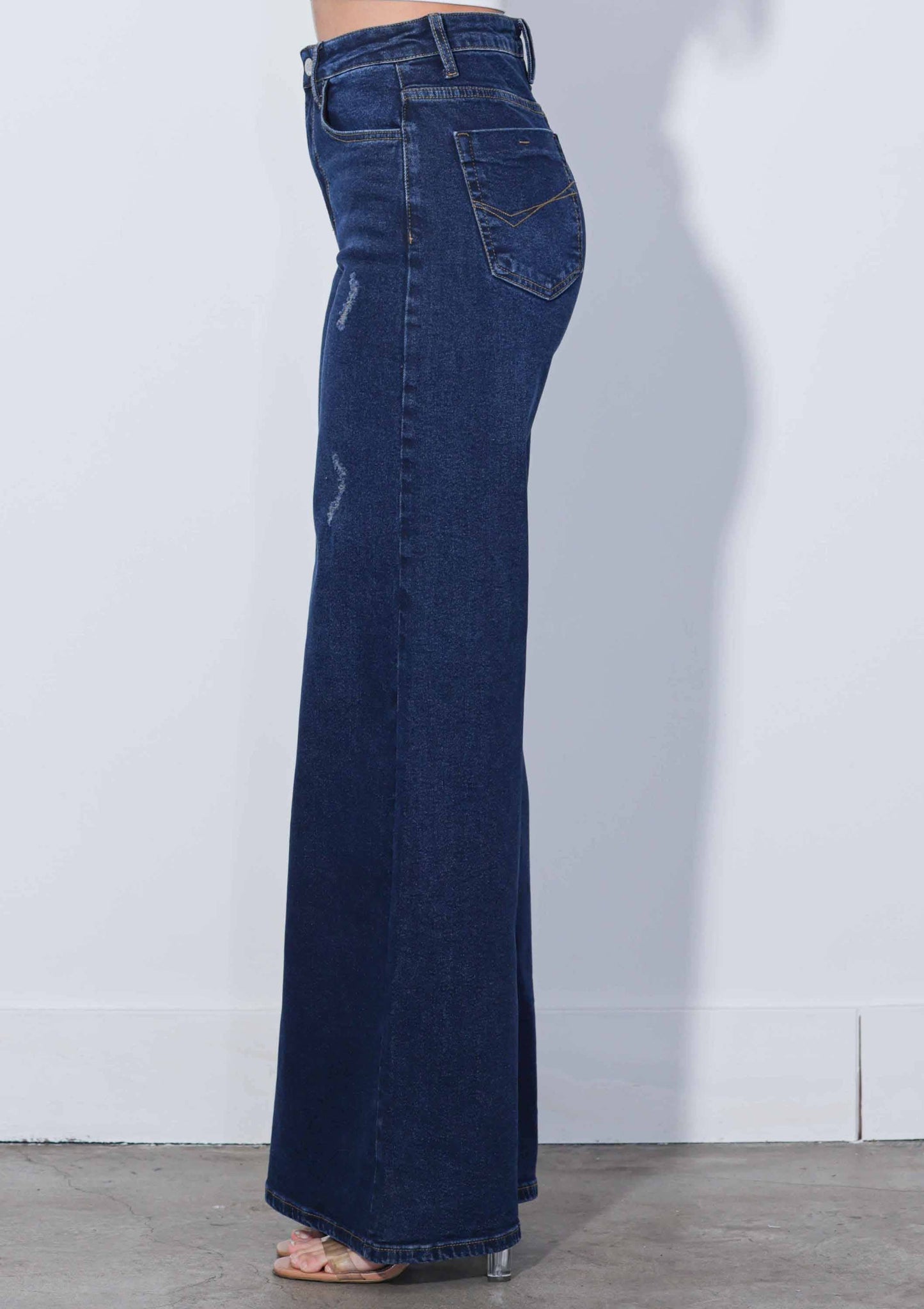 XPT409DS High-Rise Extra Wide Leg Jeans: Dark Stone