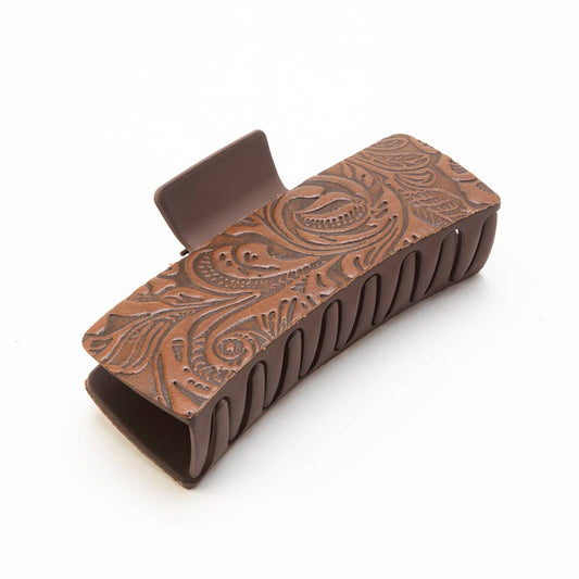 High Vista Hair Comb Clip In Dark Brown: Brown-Embossed