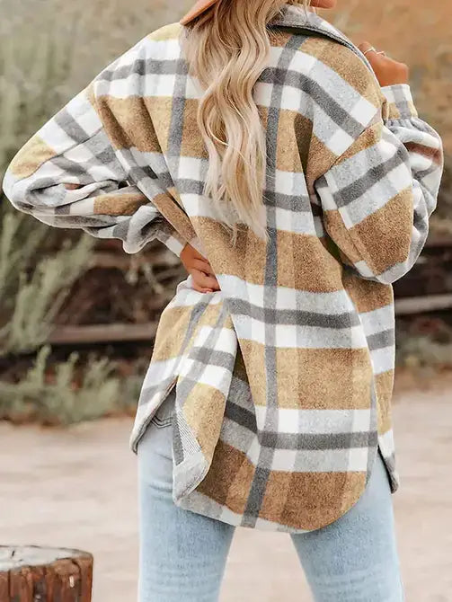 MD9859-BW Navy Blue Plaid Button Flannel Shirt Jacket: Black and white