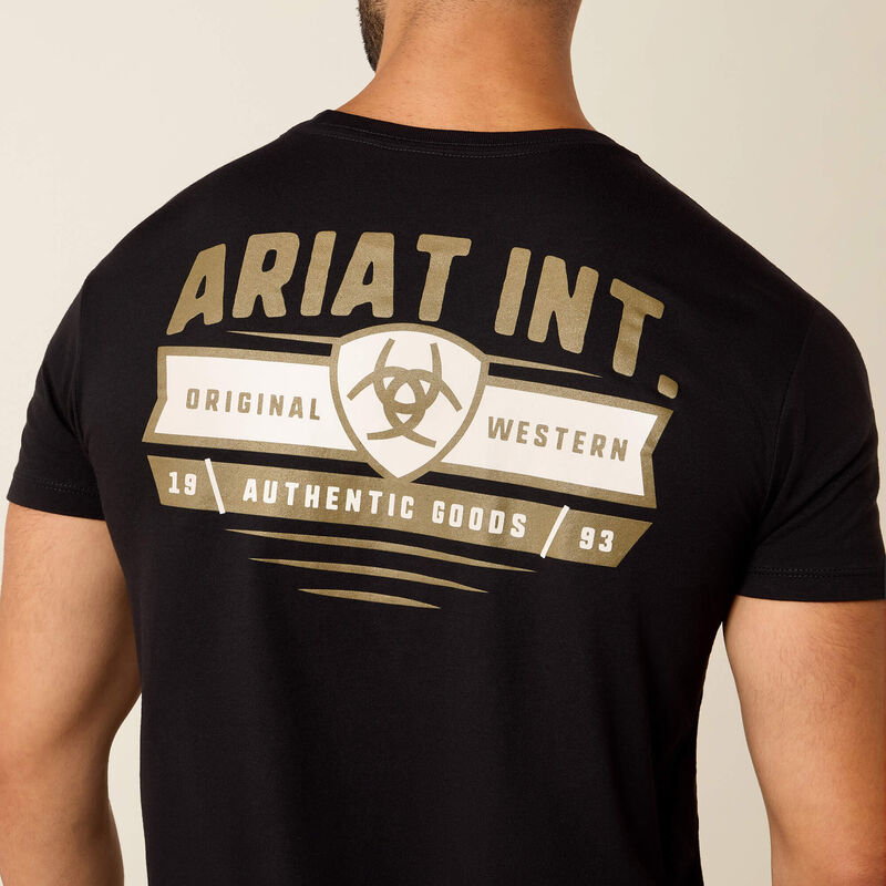 10073958 ARIAT MEN'S BANNER BADGE SHORT SLEEVE T-SHIRT - BLACK
