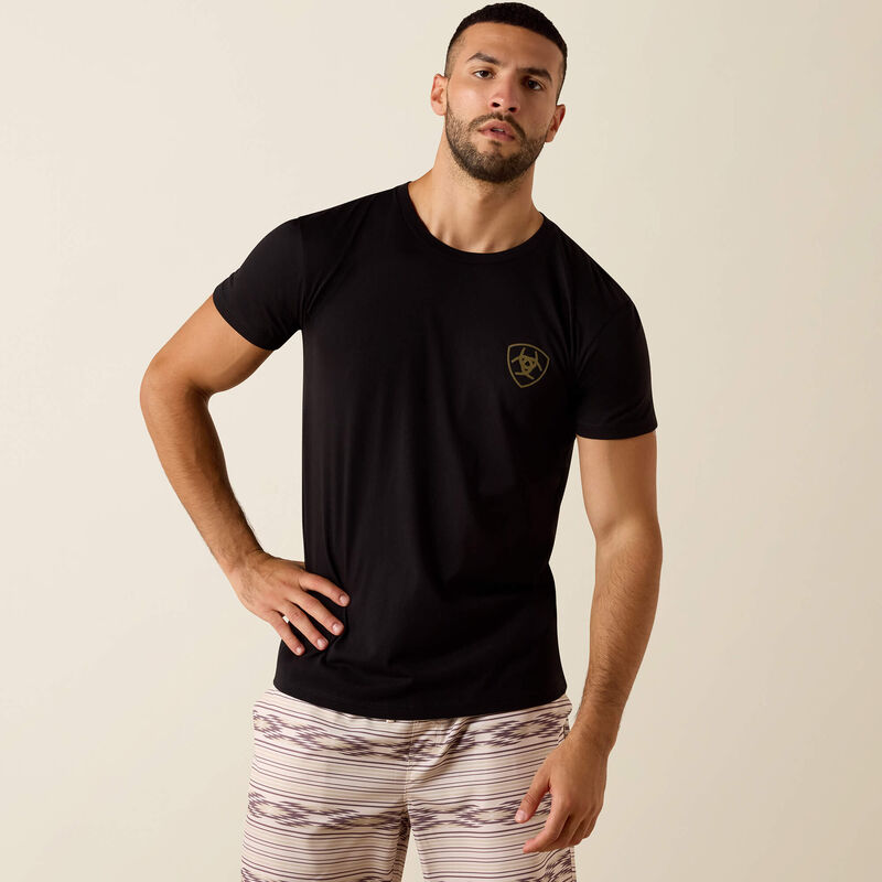 10073958 ARIAT MEN'S BANNER BADGE SHORT SLEEVE T-SHIRT - BLACK