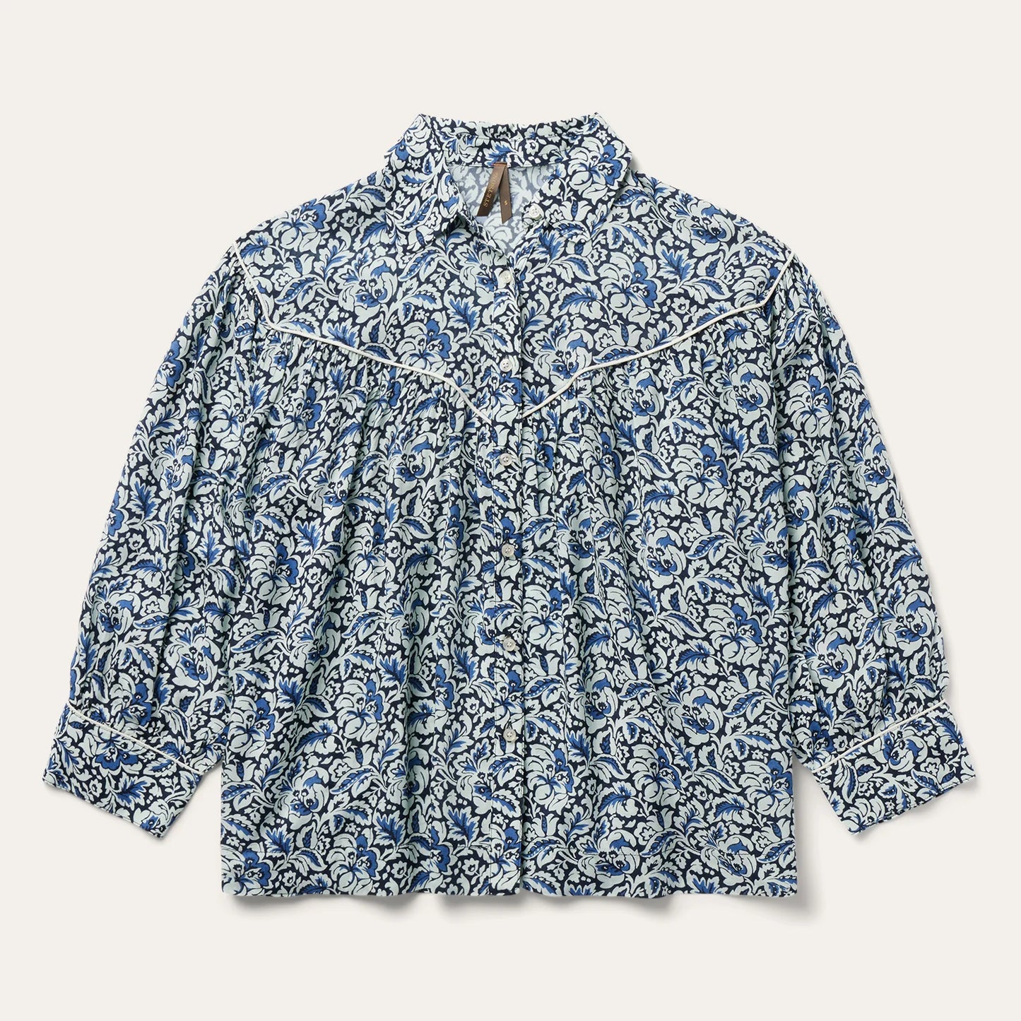 11-050-0590-2011 STETSON INDIGO TAPESTRY PRINT BLOUSE