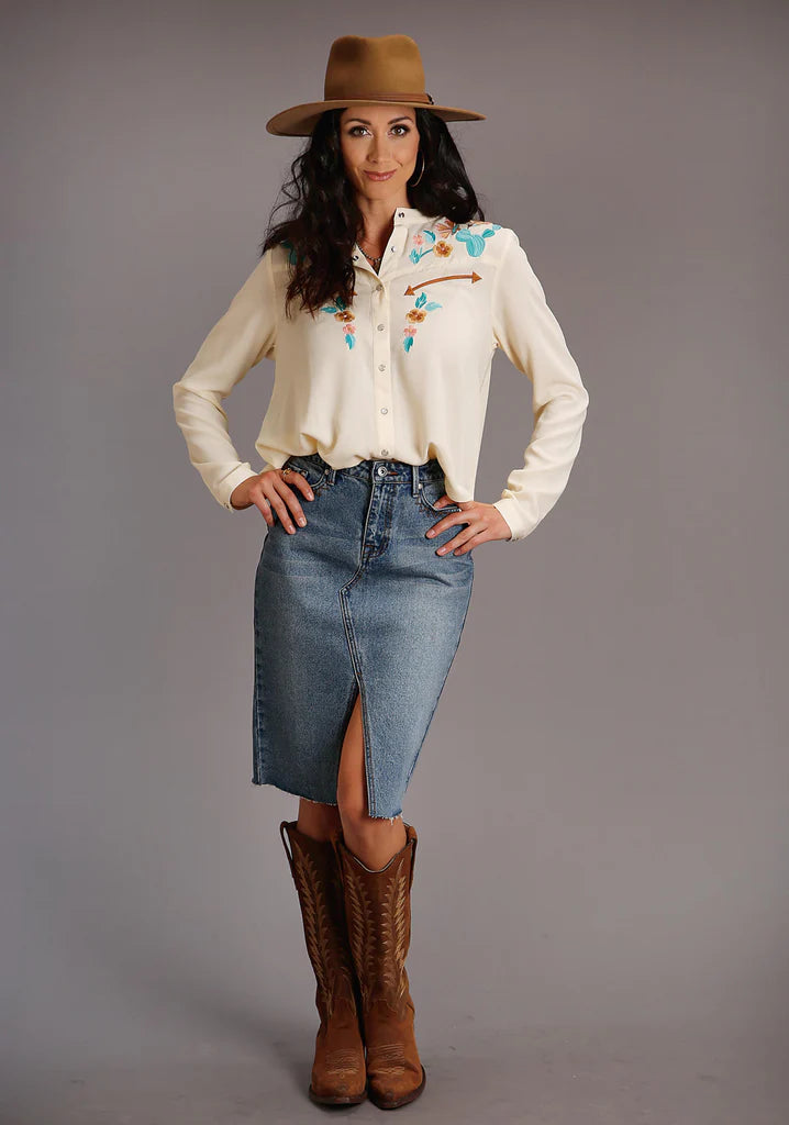 00889 11-050-0565-6010 WH STETSON CREAM RAYON CREPE BLOUSE WM