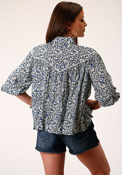 11-050-0590-2011 STETSON INDIGO TAPESTRY PRINT BLOUSE