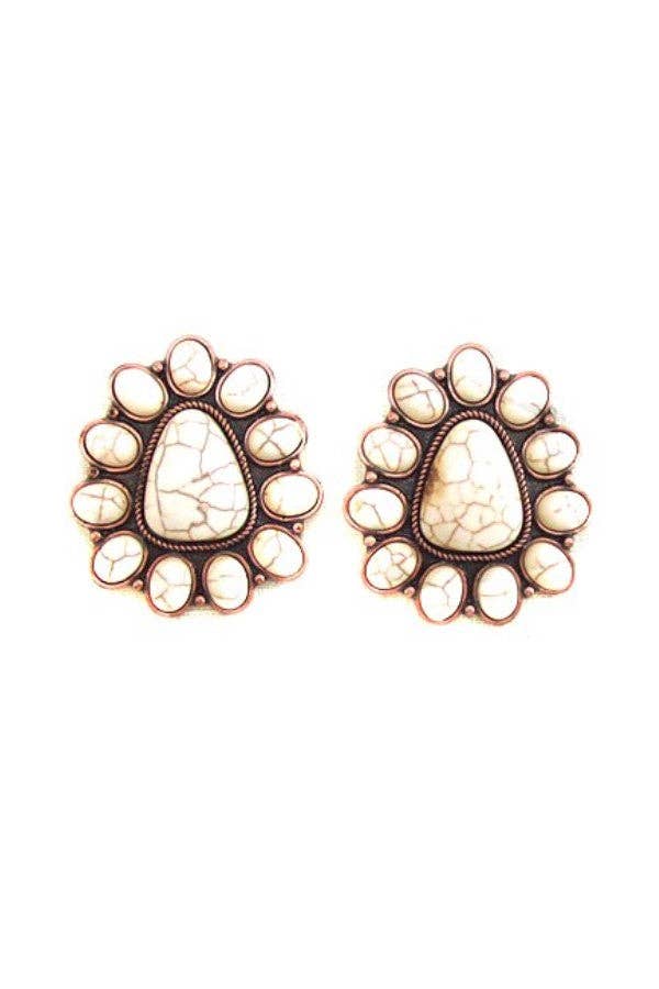 WESTERN CONCHO POST EARRINGS: TURQUOISE