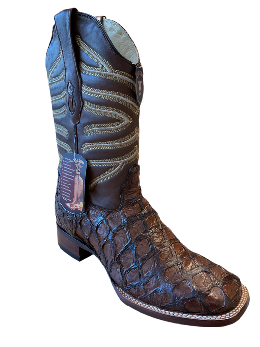 8221007 LOS ALTOS BROWN PIRARUCU SQUARE TOE BOOTS