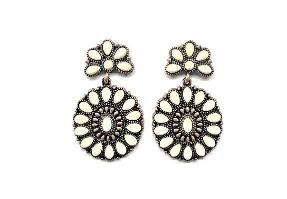 Western Turquoise Concho Dangle Earrings: TURQUOISE