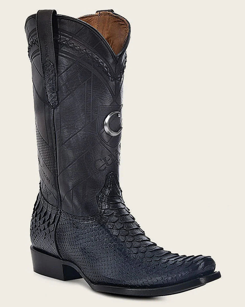 CU607 CUADRA BLACK PYTHON COWBOY BOOTS
