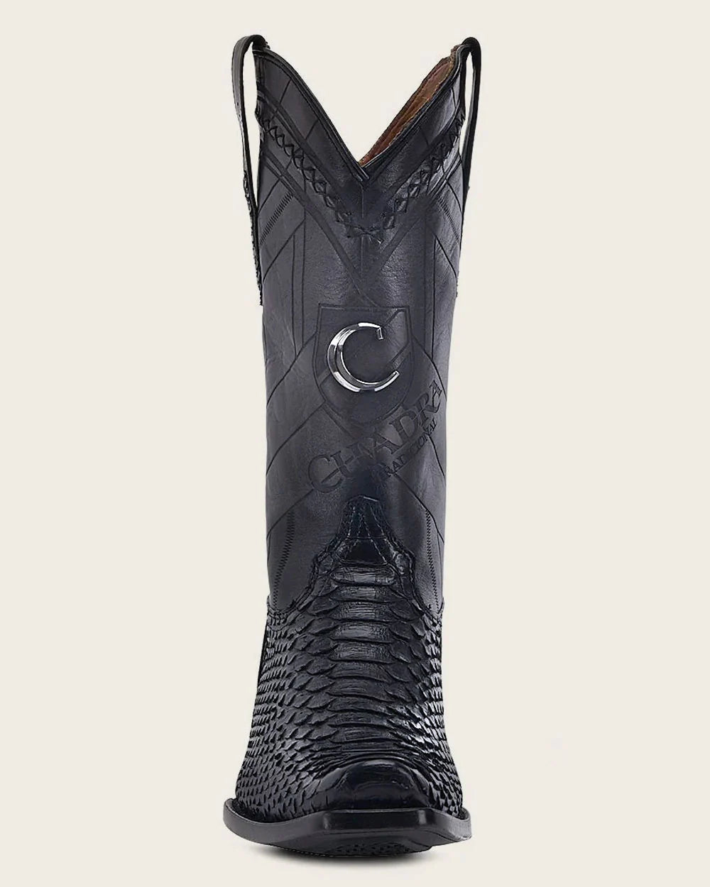 CU607 CUADRA BLACK PYTHON COWBOY BOOTS