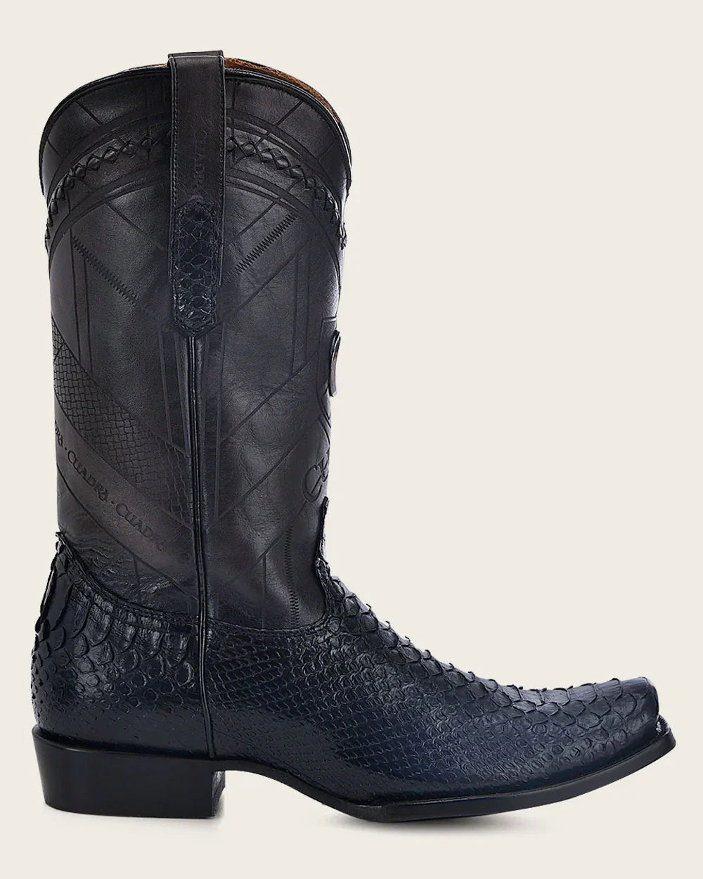 CU607 CUADRA BLACK PYTHON COWBOY BOOTS